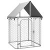 Steel Dog Kennel with Canopy 39.4 x 39.4 x 59 Inch