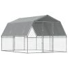 Silver Galvanized Steel Outdoor Dog Cage - Large & Sturdy