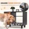 Direct Wicker Pet Feeder Cabinet with Pull-Out Bowls