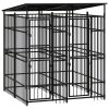 Black Powder-Coated Steel Dog Kennel - 39.7 Sq Ft