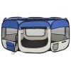 Foldable Fabric Dog Playpen 57 Inch - Blue & Cream
