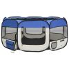Foldable Fabric Dog Playpen 57 Inch - Blue & Cream
