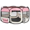 Foldable Fabric Dog Playpen 49 Inch - Pink & Cream