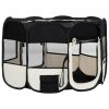 Foldable Fabric Dog Playpen 49 Inch - Black & Cream