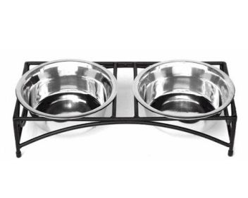 PetsStop Low Raised Double Dog Feeder for Medium Breeds