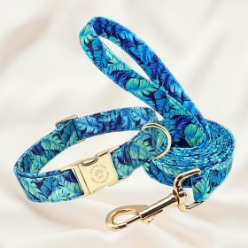 Dog Tag Custom Dog Collar Lettering Identity Card (Option: Blue collar leash-M)