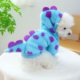 Fleece-lined Warm Dog Cat Clothing Flower Four Feet Pet Costume (Option: Short Flower Dinosaur-XS)