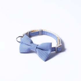Pet Collar Houndstooth Design Bow (Color: Blue)