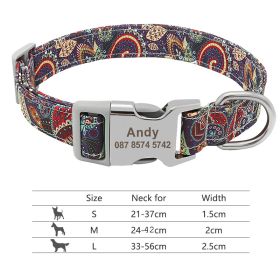 Adjustable Nylon Dog Collar Personalized Dogs Cat ID (Option: 217H7-M)