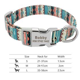 Adjustable Nylon Dog Collar Personalized Dogs Cat ID (Option: 217H2-L)