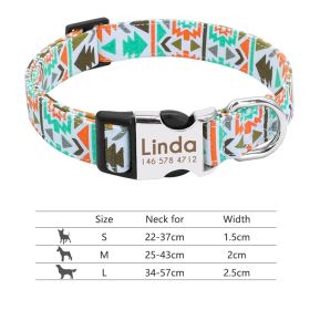 Adjustable Nylon Dog Collar Personalized Dogs Cat ID (Option: 217Orange-L)