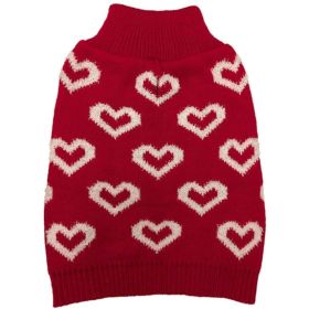 Fashion Pet All Over Hearts Dog Sweater Red (Option: Medium)