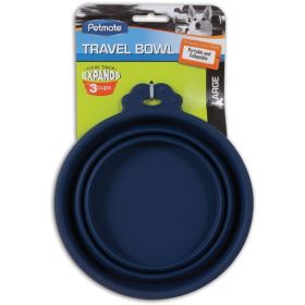 Petmate Round Silicone Travel Pet Bowl Blue (Option: Large 1 count)