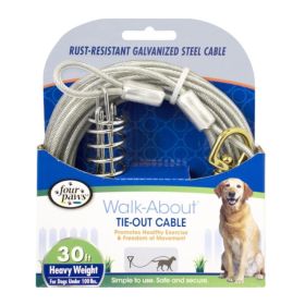 Four Paws Walk (Option: About TieOut Cable Heavy Weight for Dogs up to 100 lbs  30' Long)