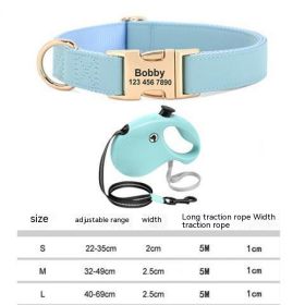 Gold Collar Dog Tag Anti Loss (Option: Water Blue-With plastic rope-L)