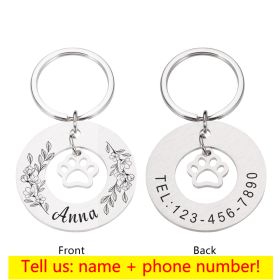 Personalized Pet Tag Medal Customized Metal Dog Collar (Color: Silver)