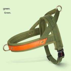 Dog's Straps Dog Breast Collar Hand Holding Rope Vest-style Jarre Aero Bull Dog Leash (Option: Green Single Chest Back-M)