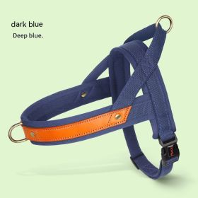 Dog's Straps Dog Breast Collar Hand Holding Rope Vest-style Jarre Aero Bull Dog Leash (Option: Flower Blue Single Chest Back-S)