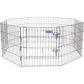 Petmate Exercise Pen Single Door with Snap Hook Design and Ground Stakes for Dogs Black (Option: 24" tall  1 count)