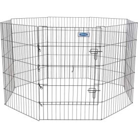 Petmate Exercise Pen Single Door with Snap Hook Design and Ground Stakes for Dogs Black (Option: 36" tall  1 count)