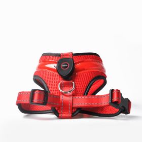 Pet Supplies LED Luminous Dog Chest Strap Rechargeable Mesh Luminous Harness Pet Products (Option: Red-S)
