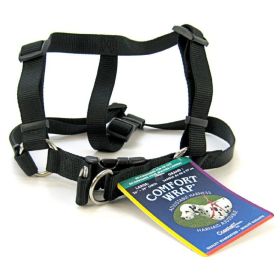 Tuff Collar Comfort Wrap Nylon Adjustable Harness (Option: Black  Large (Girth Size 26"40"))