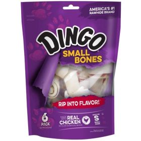 Dingo Meat in the Middle Rawhide Chew Bones (Option: Small  4" (6 Pack))