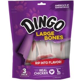 Dingo Meat in the Middle Rawhide Chew Bones (Option: Large  8.5" (3 Pack))