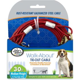 Four Paws Dog Tie Out Cable (Option: Medium Weight  Red  30" Long Cable)