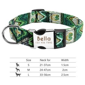 Adjustable Nylon Dog Collar Personalized Dogs Cat ID (Option: 013Green-S)
