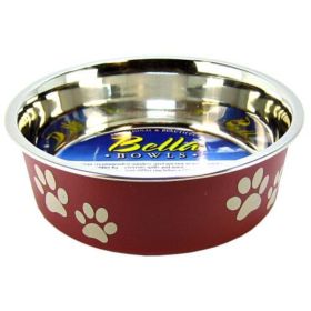 Loving Pets Stainless Steel & Merlot Dish with Rubber Base (Option: Small  5.5" Diameter)