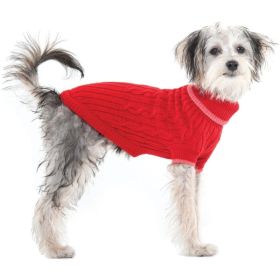 Fashion Pet Cable Knit Dog Sweater (Option: Red  XSmall (8"10" From Neck Base to Tail))