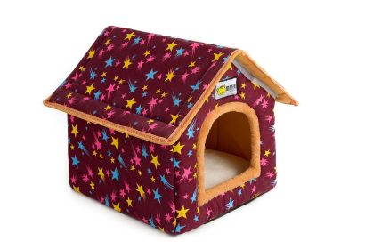Winter Pet Bed Removable And Washable Dog WOWO Chimney House (Option: Purple XINGX-S)