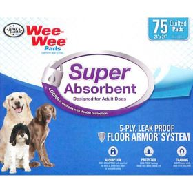 Four Paws Wee Wee Pads (Option: Super Absorbent  75 Pack  (24"L x 24"W))