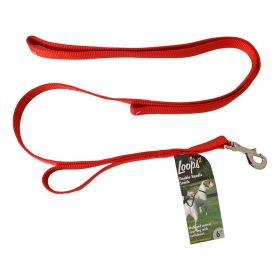 Loops 2 Double Nylon Handle Leash (Option: Red  6" Long x 1" Wide)