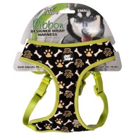 Pet Attire Ribbon Brown Paw & Bones Designer Wrap Adjustable Dog Harness (Option: Fits 19"23" Girth  (5/8" Straps))