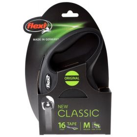 Flexi New Classic Retractable Tape Leash (Option: Black  Medium  16' Tape (Pets up to 55 lbs))
