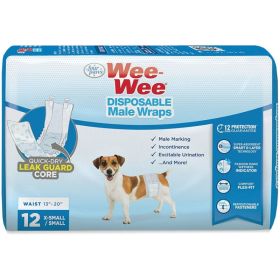Four Paws Wee Wee Disposable Male Dog Wraps (Option: XSmall/Small  12 Pack  (Fits Waists up to 15"))