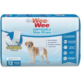 Four Paws Wee Wee Disposable Male Dog Wraps (Option: Medium/Large  12 Pack  (Fits Waists 15"29.5"))