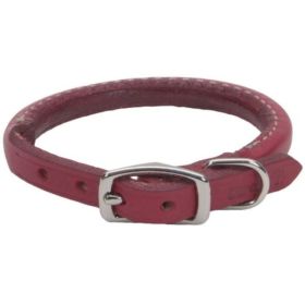 Circle T Oak Tanned Leather Round Dog Collar (Option: Red  12 " Neck)