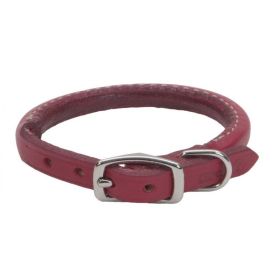 Circle T Oak Tanned Leather Round Dog Collar (Option: Red  14" Neck)