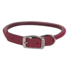 Circle T Oak Tanned Leather Round Dog Collar (Option: Red  18" Neck)