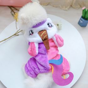 Fleece-lined Warm Dog Cat Clothing Flower Four Feet Pet Costume (Option: Rainbow Unicorn Pet Costume-XS)
