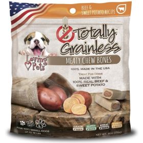 Loving Pets Totally Grainless Meaty Chew Bones (Option: Beef & Sweet Potato  Toy/Small Dogs  6 oz  (Dogs up to 15 lbs))