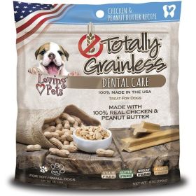 Loving Pets Totally Grainless Dental Care Chews (Option: Chicken & Peanut Butter  Toy/Small Dogs  6 oz  (Dogs up to 15 lbs))