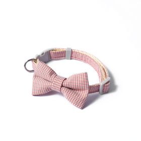 Pet Collar Houndstooth Bow Collar (Option: Pink-22to29cm)