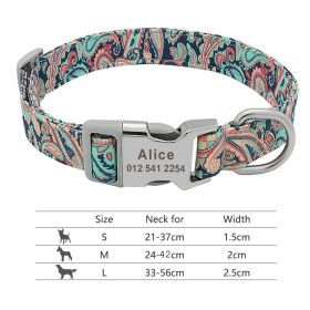 Adjustable Nylon Dog Collar Personalized Dogs Cat ID (Option: 217H6-S)