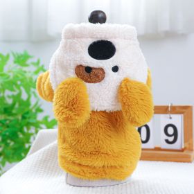Fleece-lined Warm Dog Cat Clothing Flower Four Feet Pet Costume (Option: Puppy Pet Costume Yellow-XS)