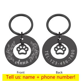 Personalized Pet Tag Medal Customized Metal Dog Collar (Color: black)