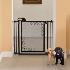 One (Option: Touch Metal Mesh Pet Gate in Black)